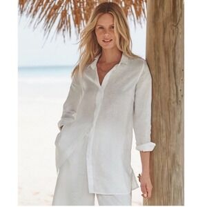 Garnet Hill Easy‎ Linen Tunic Tan Medium Petite